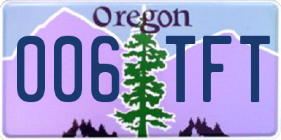 OR license plate 006TFT