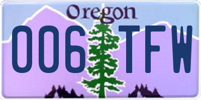 OR license plate 006TFW