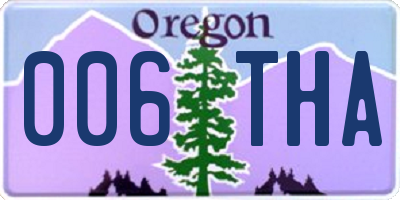 OR license plate 006THA