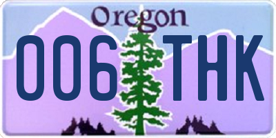 OR license plate 006THK