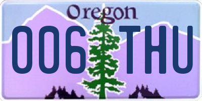 OR license plate 006THU