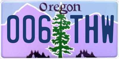 OR license plate 006THW