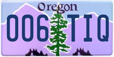 OR license plate 006TIQ