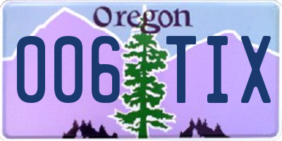 OR license plate 006TIX