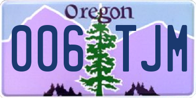 OR license plate 006TJM