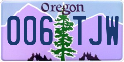 OR license plate 006TJW