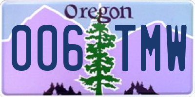 OR license plate 006TMW