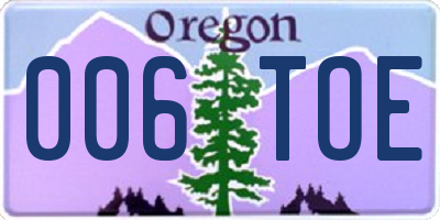 OR license plate 006TOE