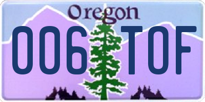OR license plate 006TOF