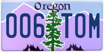 OR license plate 006TOM