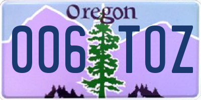 OR license plate 006TOZ