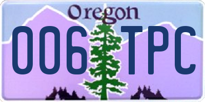 OR license plate 006TPC