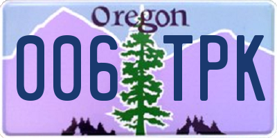 OR license plate 006TPK
