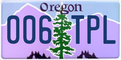 OR license plate 006TPL