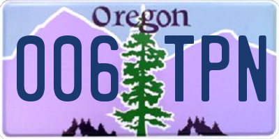OR license plate 006TPN