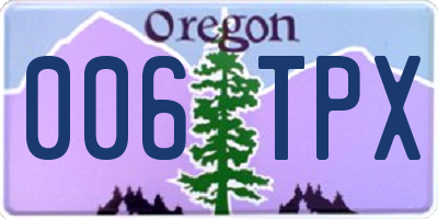 OR license plate 006TPX