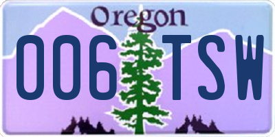 OR license plate 006TSW