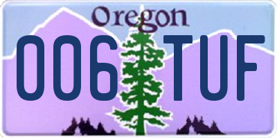 OR license plate 006TUF