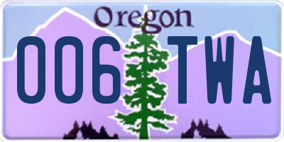 OR license plate 006TWA