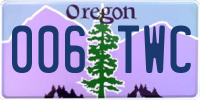 OR license plate 006TWC