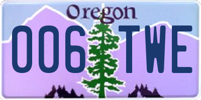 OR license plate 006TWE