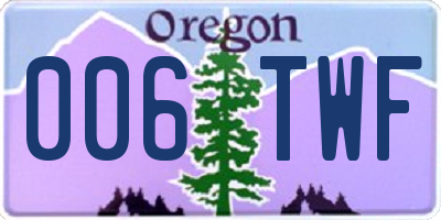OR license plate 006TWF