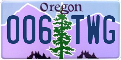 OR license plate 006TWG