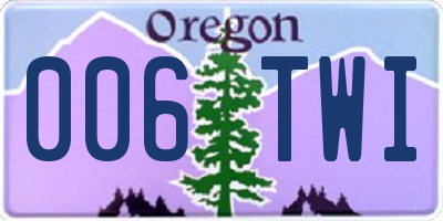 OR license plate 006TWI