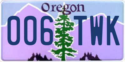 OR license plate 006TWK