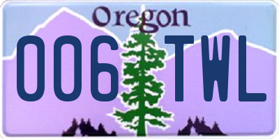 OR license plate 006TWL