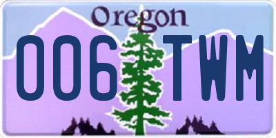 OR license plate 006TWM