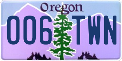OR license plate 006TWN