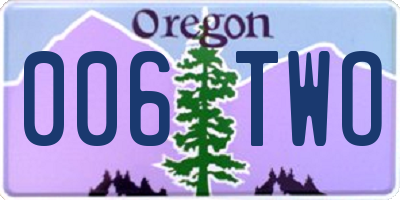 OR license plate 006TWO