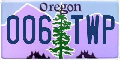 OR license plate 006TWP