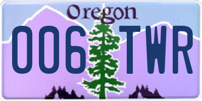 OR license plate 006TWR
