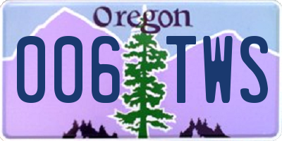 OR license plate 006TWS