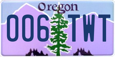 OR license plate 006TWT