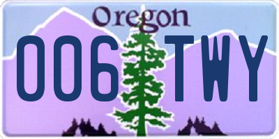 OR license plate 006TWY