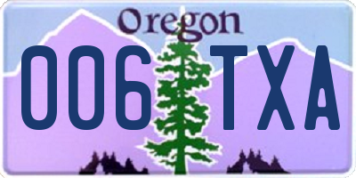 OR license plate 006TXA