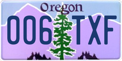 OR license plate 006TXF