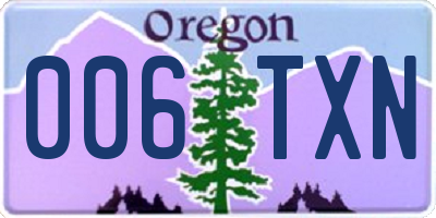 OR license plate 006TXN