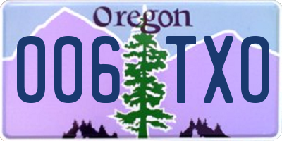 OR license plate 006TXO
