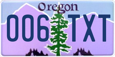 OR license plate 006TXT