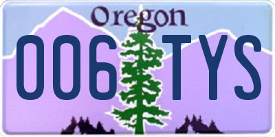 OR license plate 006TYS