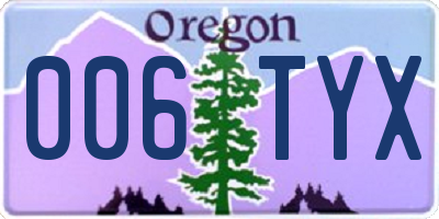 OR license plate 006TYX