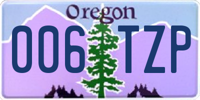 OR license plate 006TZP