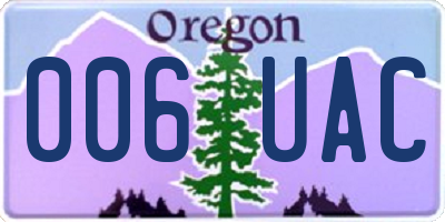 OR license plate 006UAC