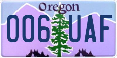 OR license plate 006UAF