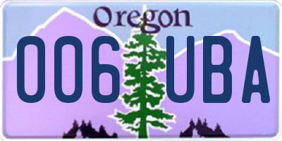 OR license plate 006UBA