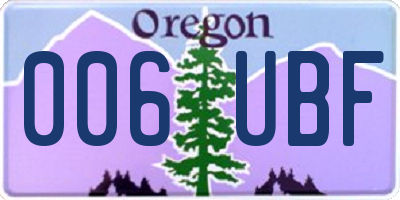 OR license plate 006UBF